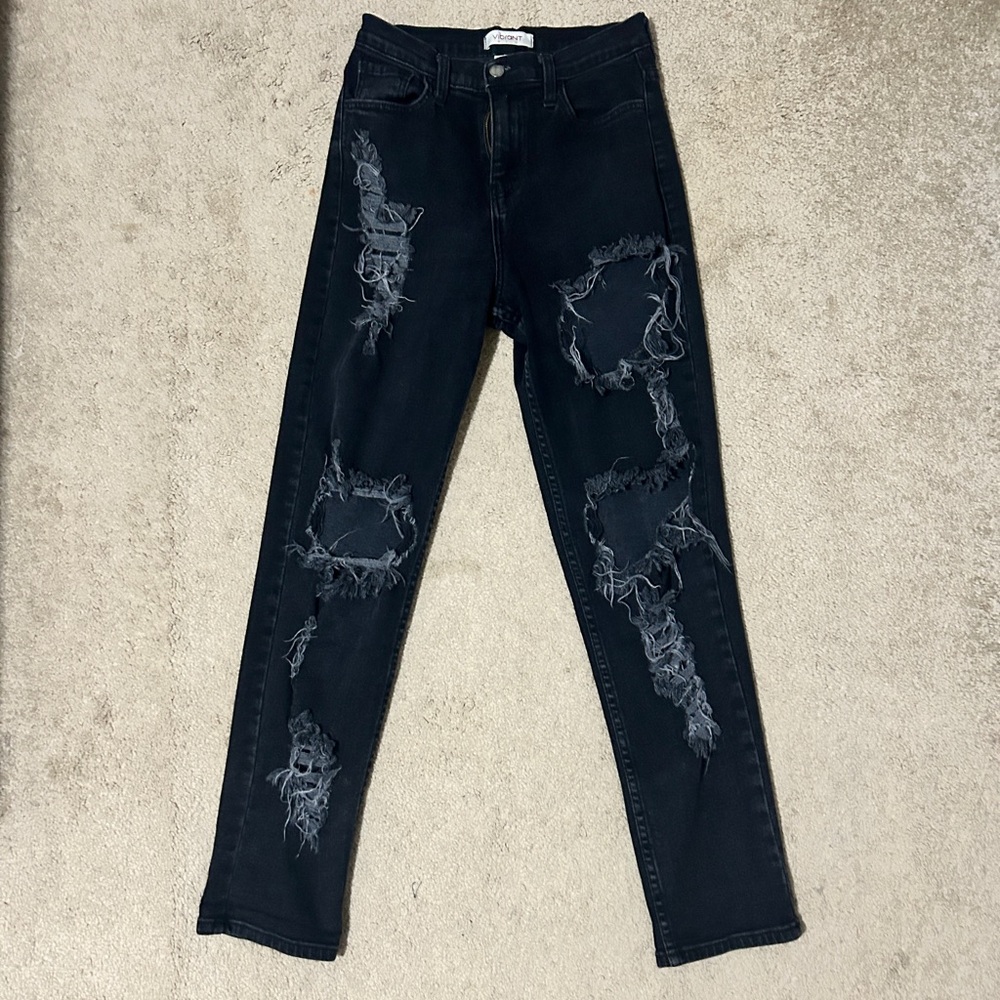 Black straight legged ripped jeans
vibrant m.i.u. - size 5, W26